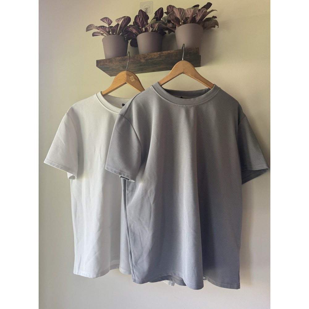 SUMWON Shirt Mens XL Lot 2 Pack Textured Ribbed Jersey Crew Neck Short Sleeve Te